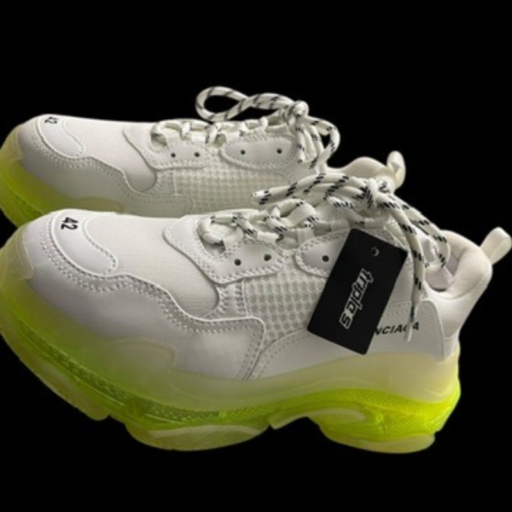 Balenciaga Triple S Sneaker 'Clear Sole - White Fluo Yellow' Size 42 US 9 New